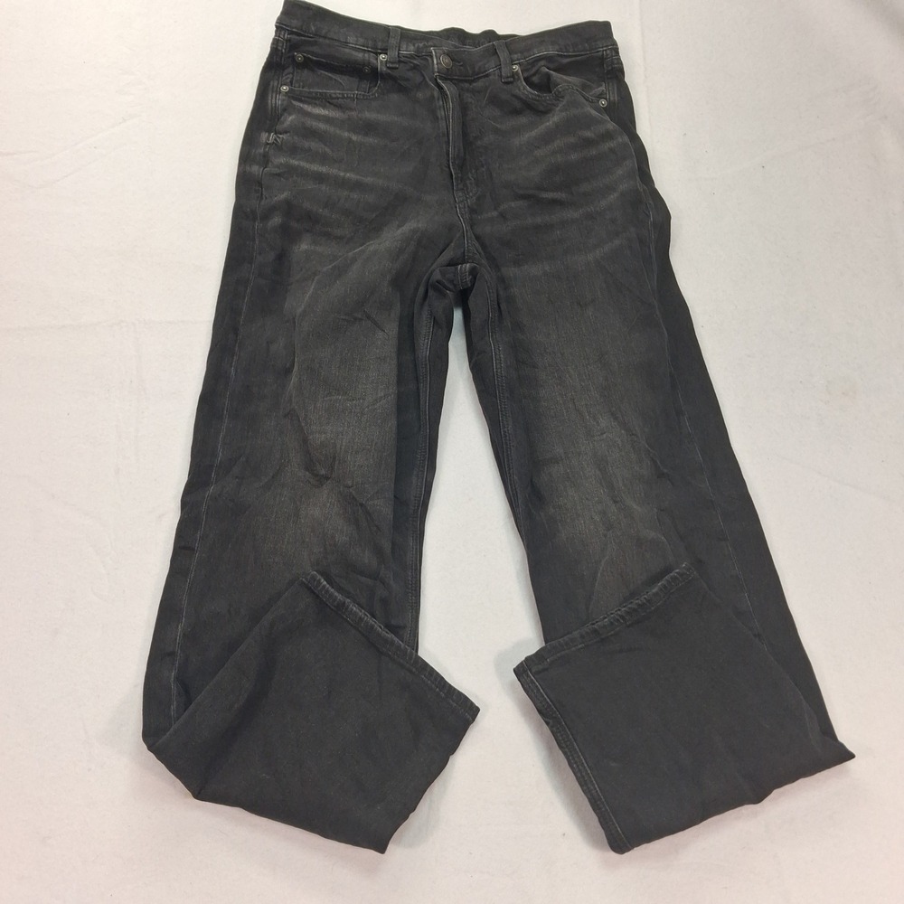 American Eagle Jeans Womens 12 Long Strigid Black Faded Straight Leg EUC